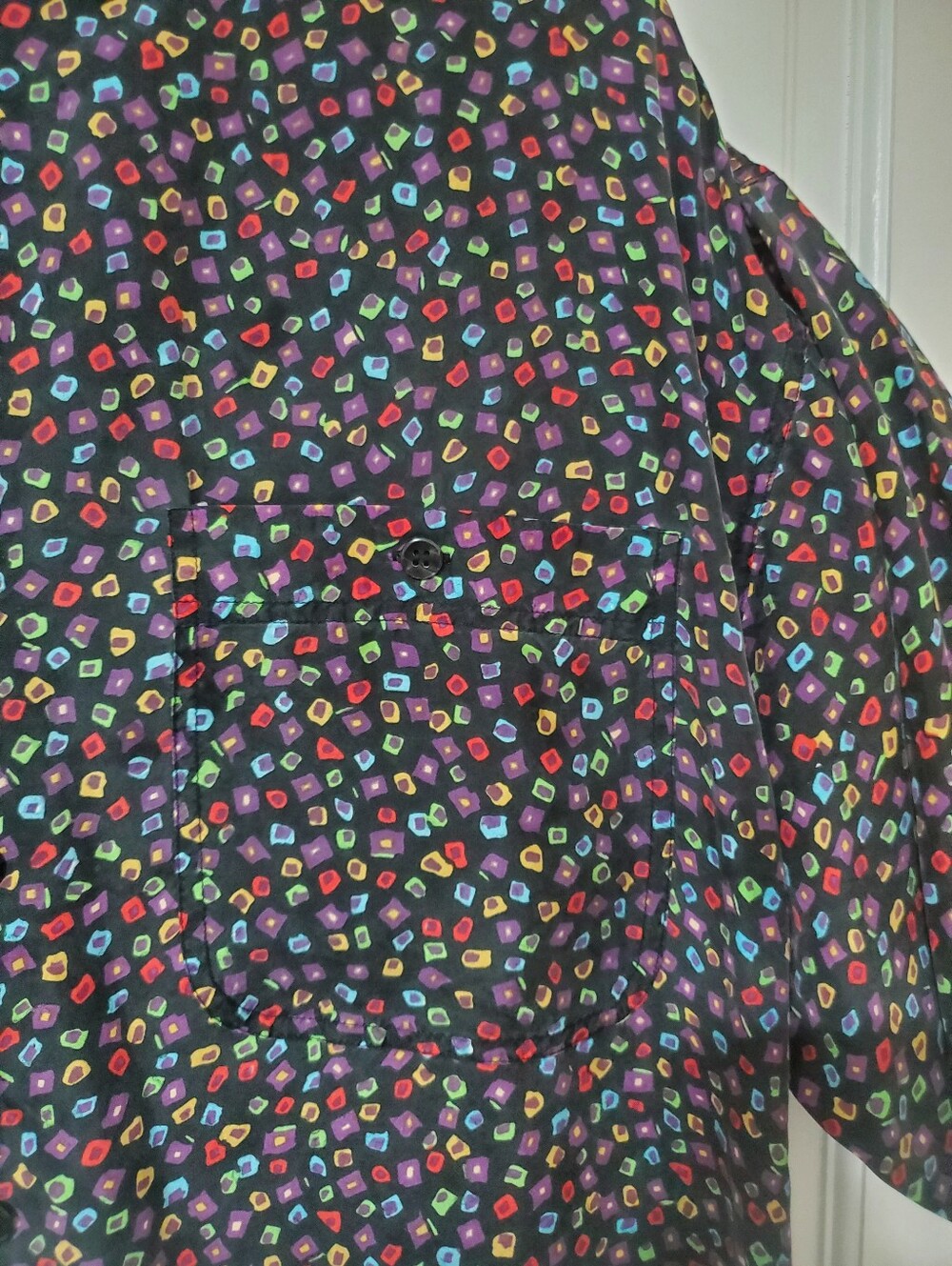 Summa Men's Vintage 100% Silk Button Down Shirt Size L Multicolor Mosaic - Picture 6 of 6